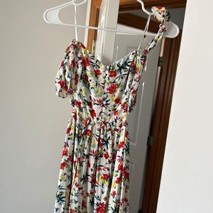 Easy on the eyes cream floral maxi dress